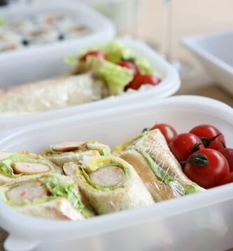 a close up of food in containers